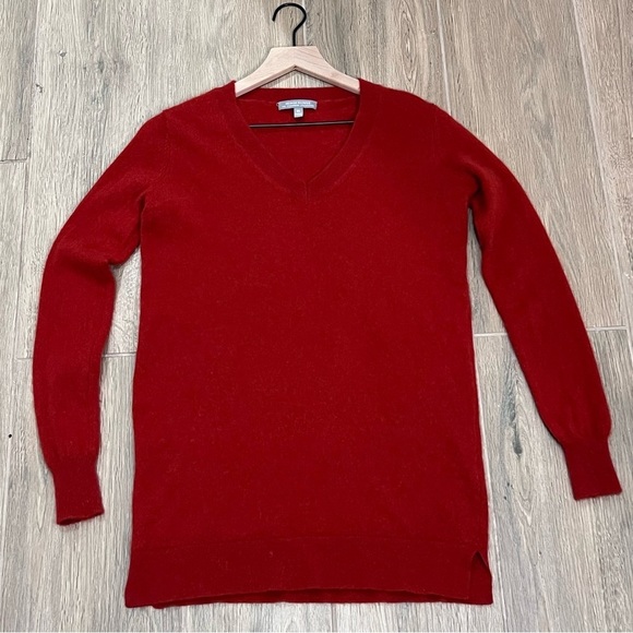 Neiman Marcus Cashmere Christmas Sweater Red V-neck Vintage Pullover Holiday - Picture 4 of 10